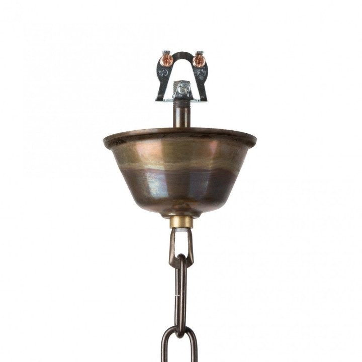 Plafonnier à chaine en bronze et cuivre LABENNE hauteur 22cm