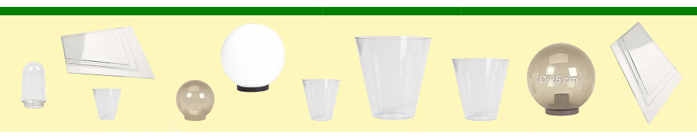 Verres, vitres et globes de luminaires disponibles au détail pour remplacement,