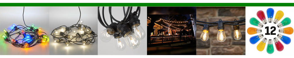 Guirlandes lumineuses pur terrasses et jardins, pergolas ou guinguettes
