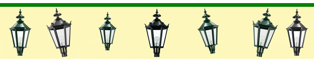 Lanternes classiques faubourg de forme hexagonale classique vitrages verres