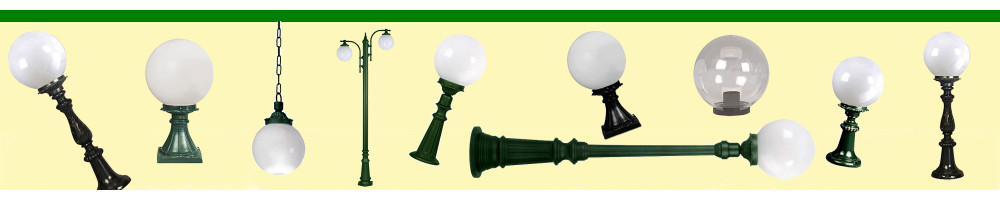 Lanternes classiques boules sphériques en plexiglas opaque avec support